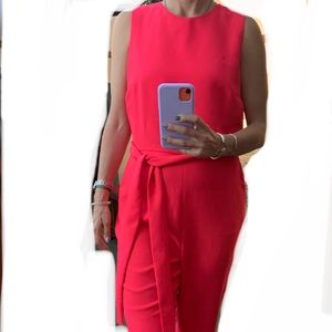 Bright neon red pink Banana Republic jumpsuit 8